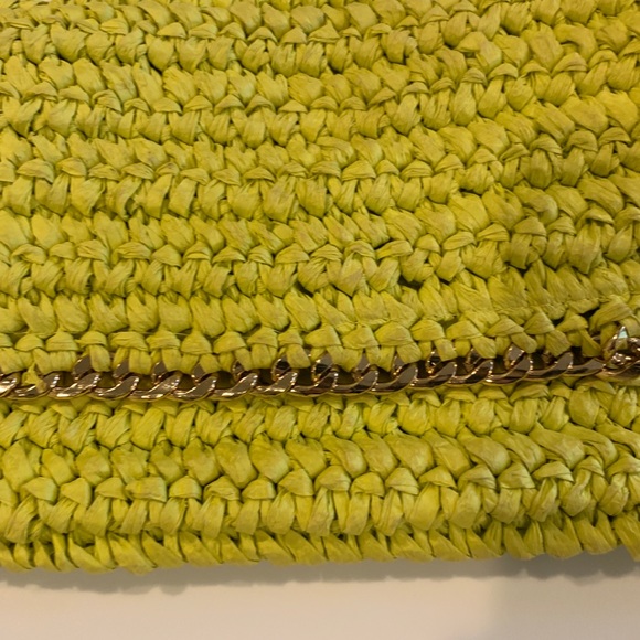 NWOT H&M rafia bright yellow and gold clutch - Picture 3 of 6